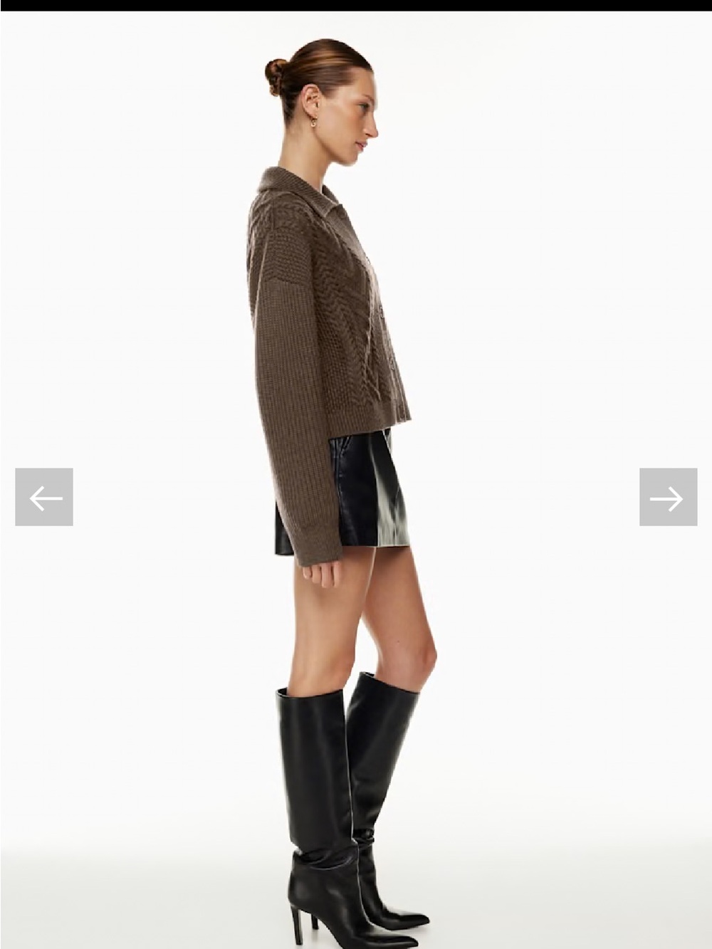 Aritzia Brown Cable-Knit Button-Front Cardigan babaton emporia - Picture 6 of 8